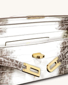 Bria Structured Top Handle Bag - White Croc