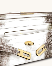 Bria Structured Top Handle Bag - White Croc