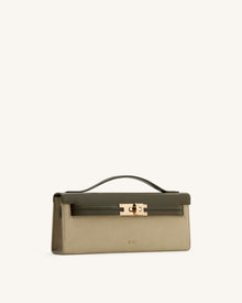 Bria Faux Suede Structured Top Handle Bag - Dark Olive