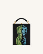 Elle Colorful Beaded Book Top Handle Bag - Black