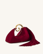 Nell Fringe Hardware Top Handle Bag - Burgundy