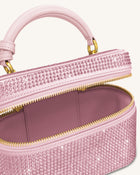 Cleo Artificial Crystal Box Shape Top Handle Bag - Pink