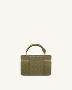 Cleo Woven Texture Box Shape Top Handle Bag - Olive Green