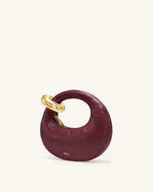 Abacus Faux Snake-Effect Mini Top Handle Bag - Burgundy