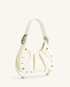Gabbi Crushed Ruched Hobo Handbag - White