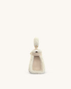 Elise Faux Suede Shearling Trim Top Handle Bag - Taupe