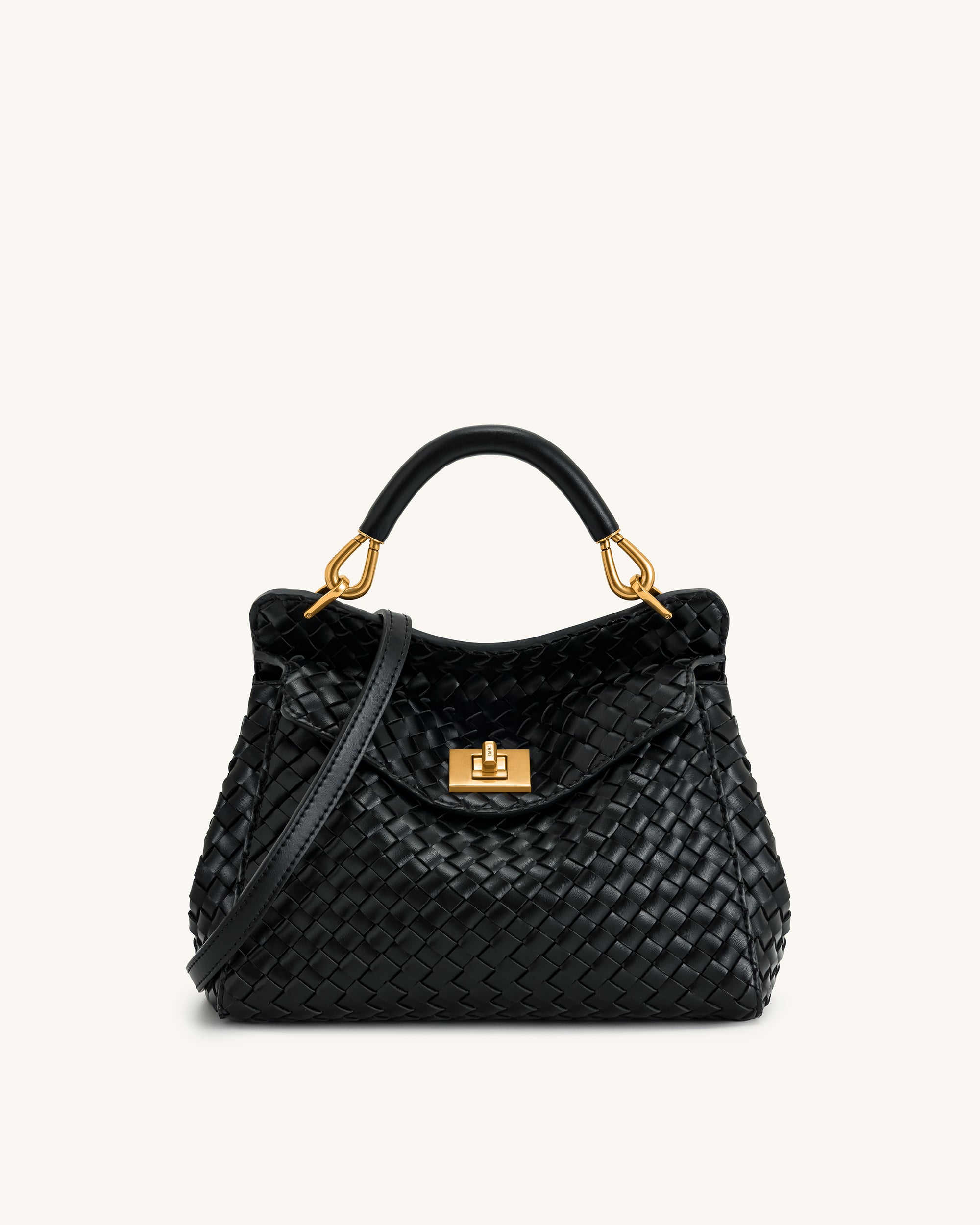 Lucia Classic Top Handle Woven Bag - Black | JW PEI