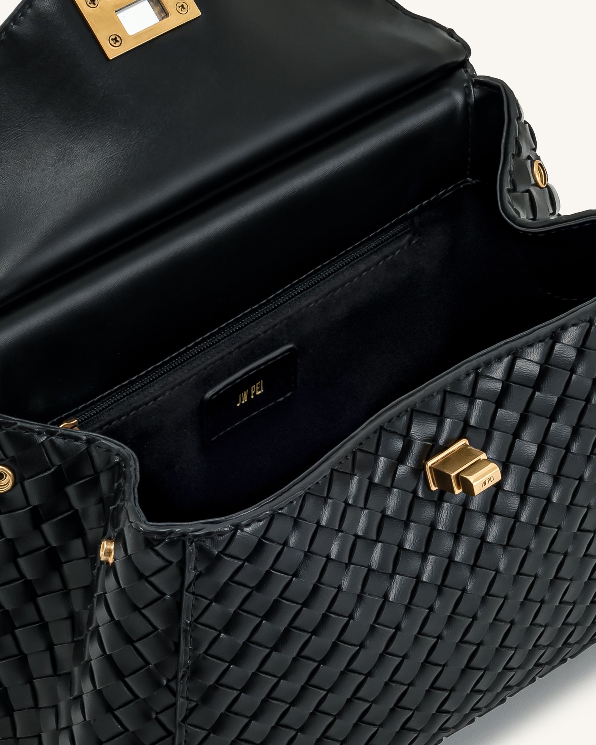 Lucia Classic Top Handle Woven Bag - Black | JW PEI