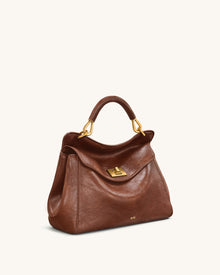 Lucia Classic Top Handle Bag - Coffee Brown