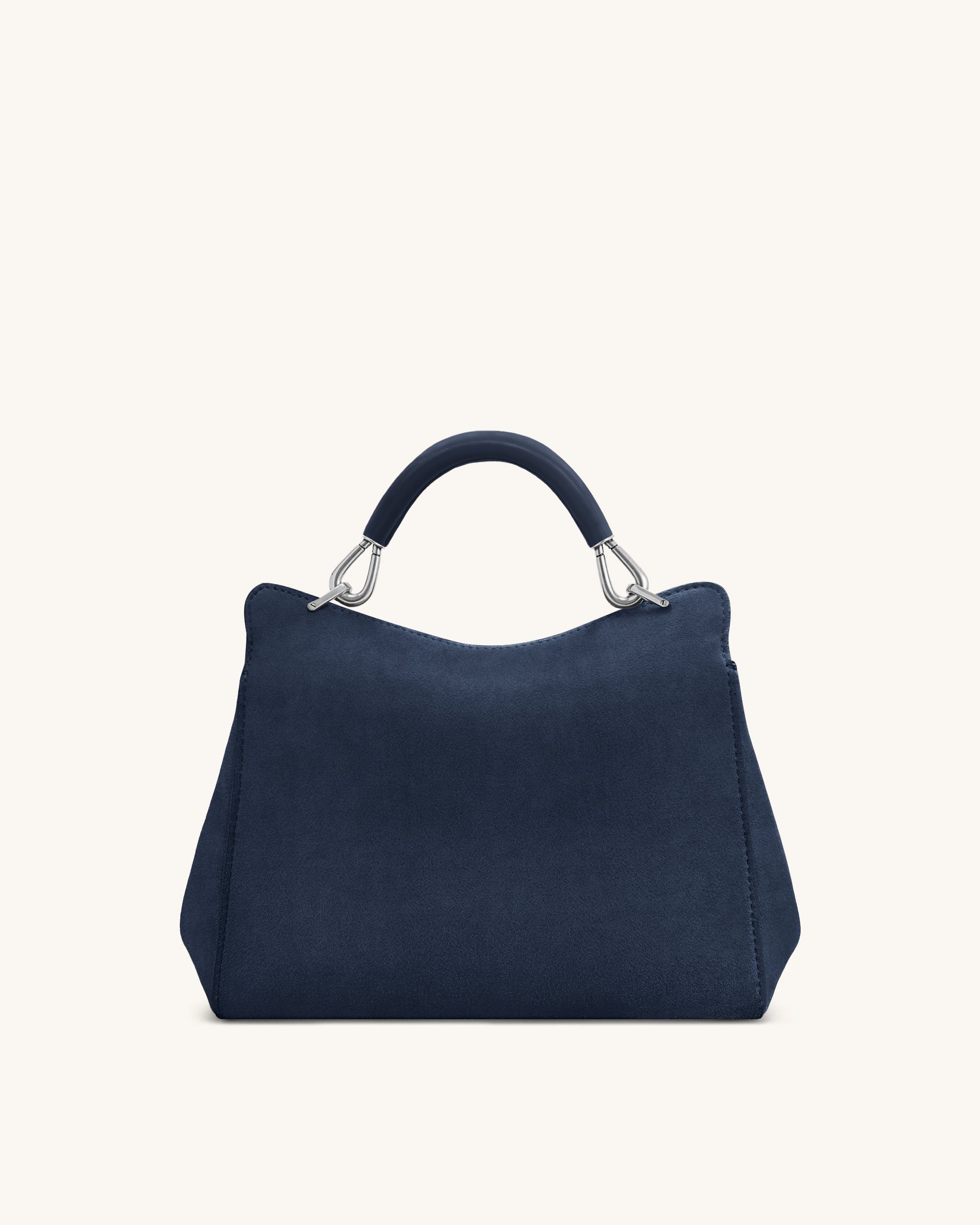 Lucia Classic Faux Suede Top Handle Bag - Navy Blue