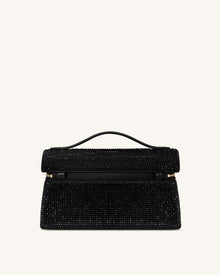 Thea Artificial Crystal Top Handle Bag - Black