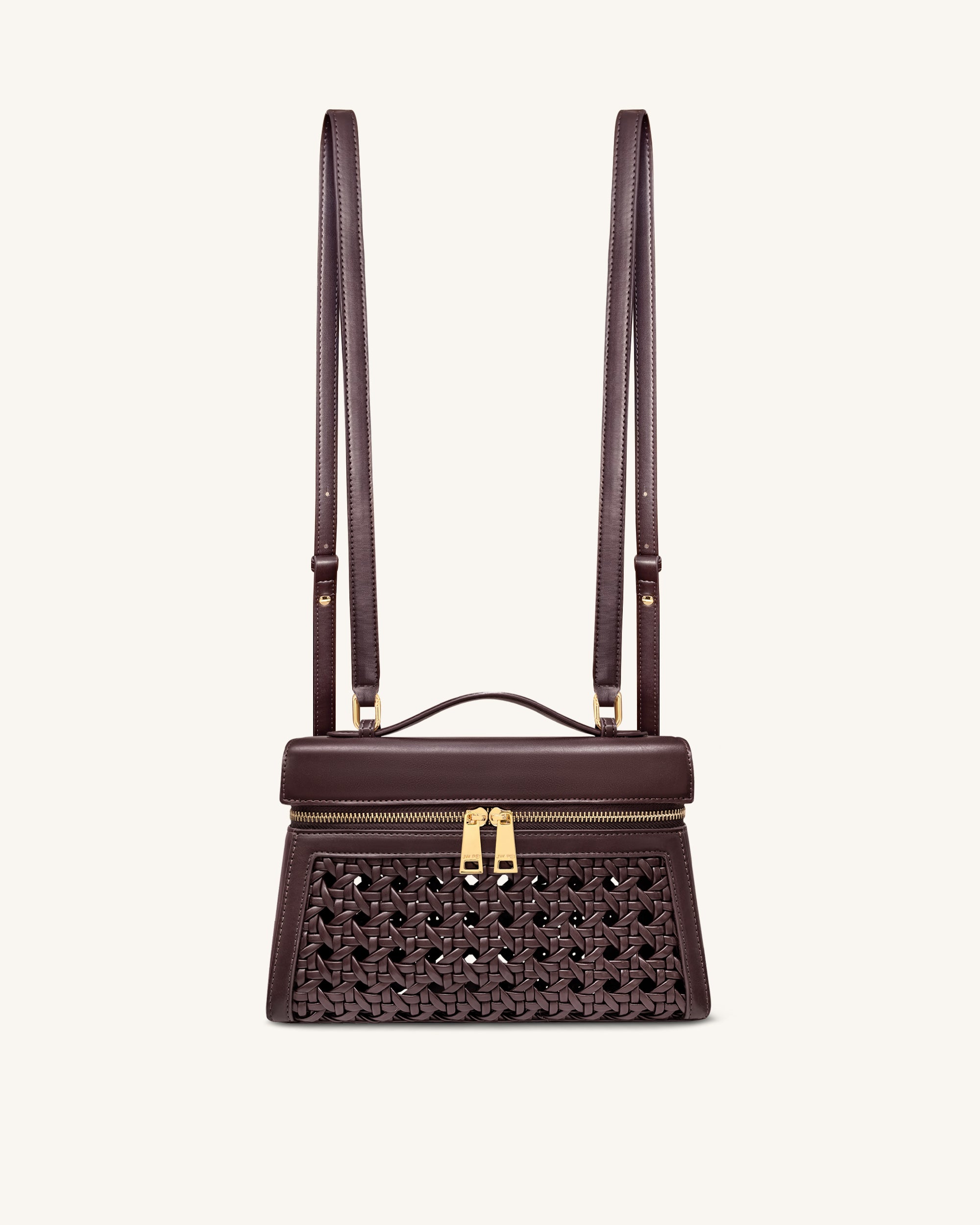 Thea Large Woven Top Handle Bag - Dark Red