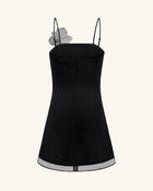Orchid Appliqué Mini Dress - Black/Silver