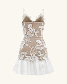 Floral Sling Mini Dress - White