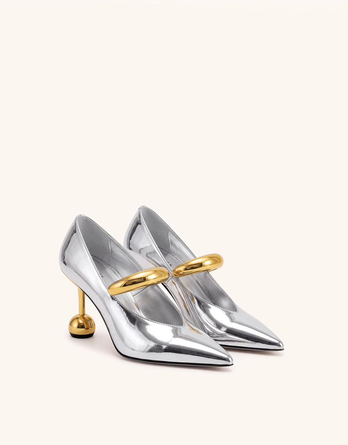 Helena Pierced Pointed-Toe Pumps - Metallic Silver