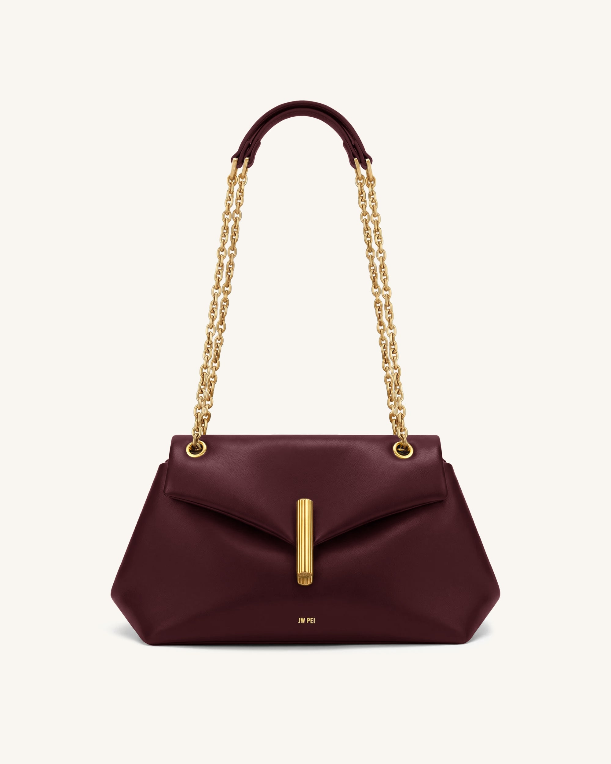 Valerie Chain Flap Shoulder Bag - Dark Burgundy