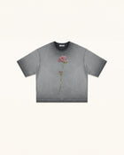 The Enchanted Rhinestone Rose Tee - Washed Gray