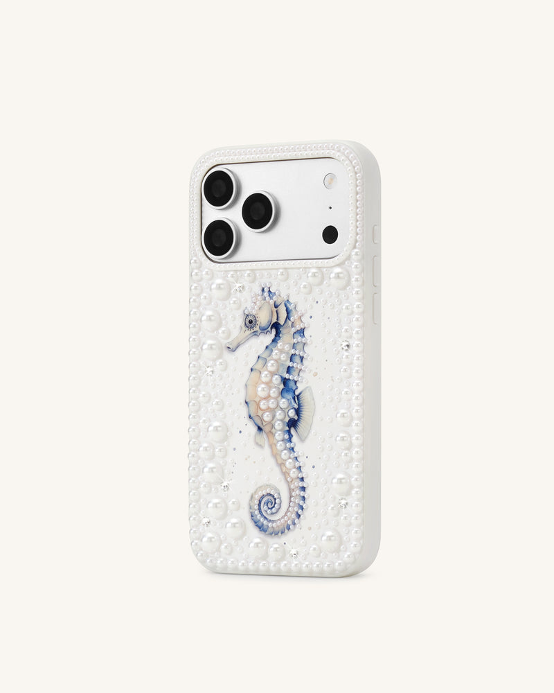 Seahorse Pearl Phone Case - White