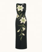 Lily Floral Print Sleeveless Column Maxi Dress - Black