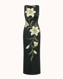 Lily Floral Print Sleeveless Column Maxi Dress - Black