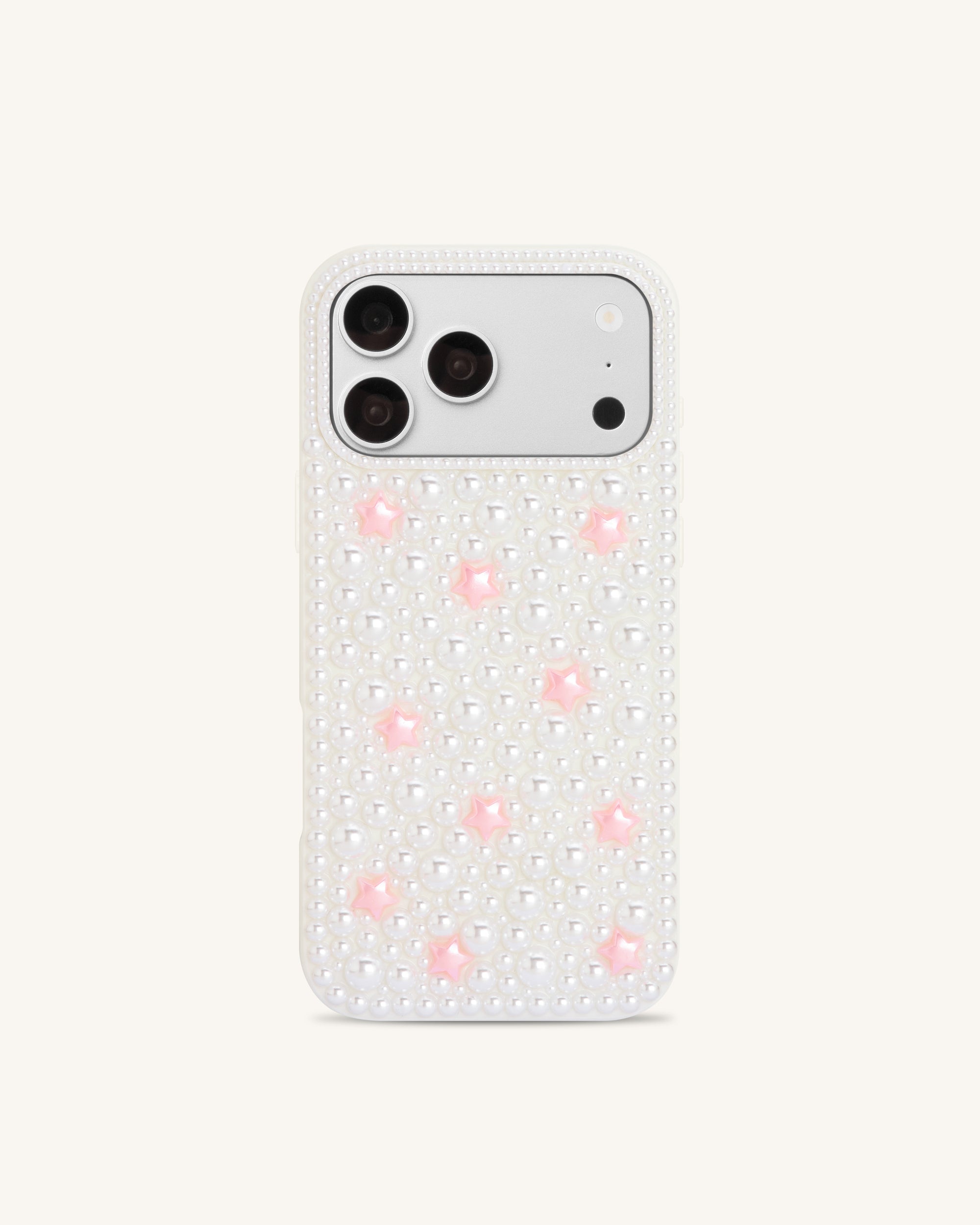 Pearl Star Embellished Phone Case - White
