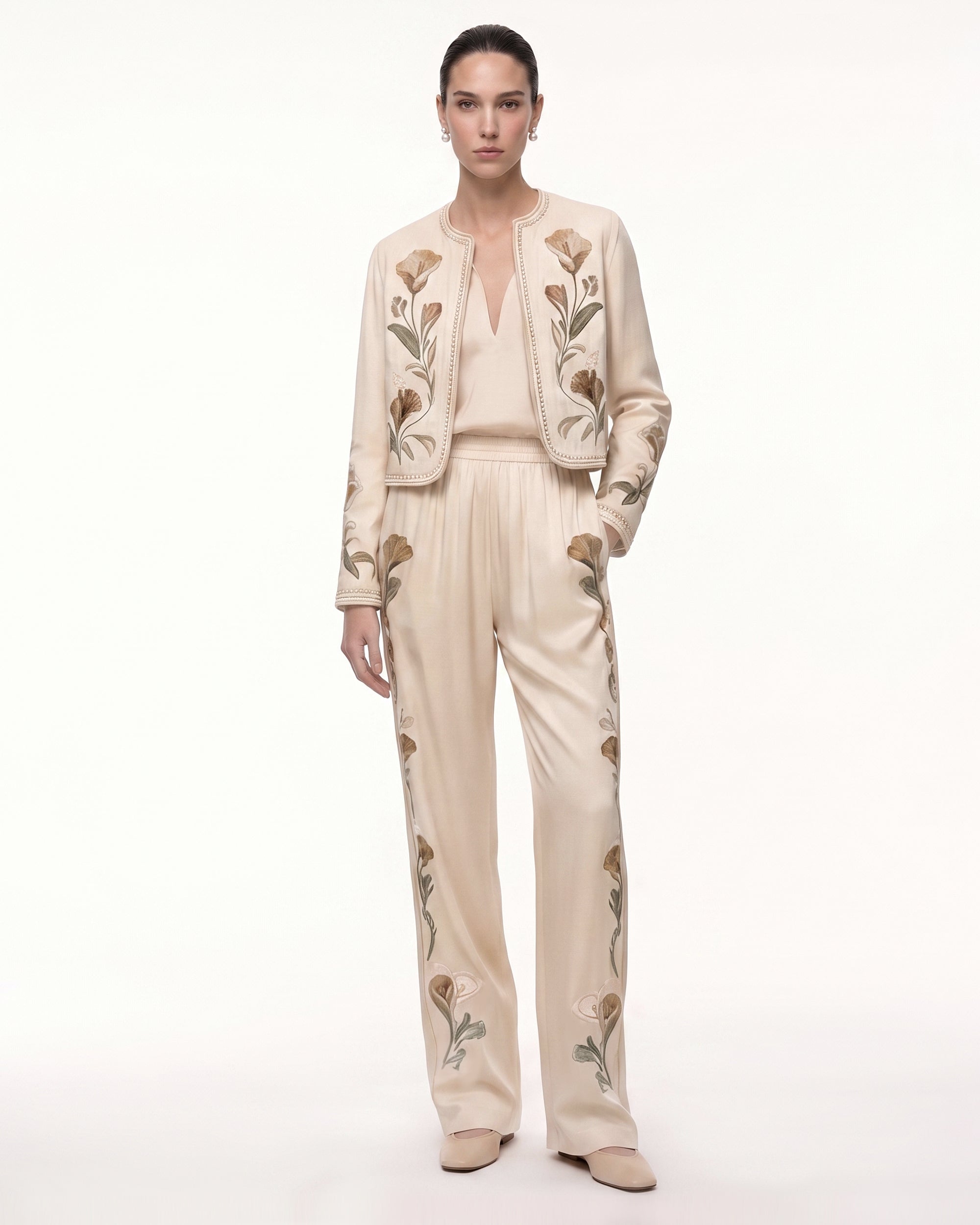 Calla Lily Printed Jacket - Ivory