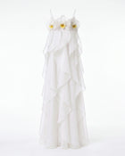 Orchid Embroidered Organza Maxi Dress - White