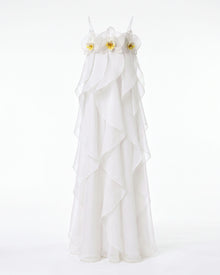 Orchid Embroidered Organza Maxi Dress - White