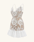 Floral Sling Mini Dress - White