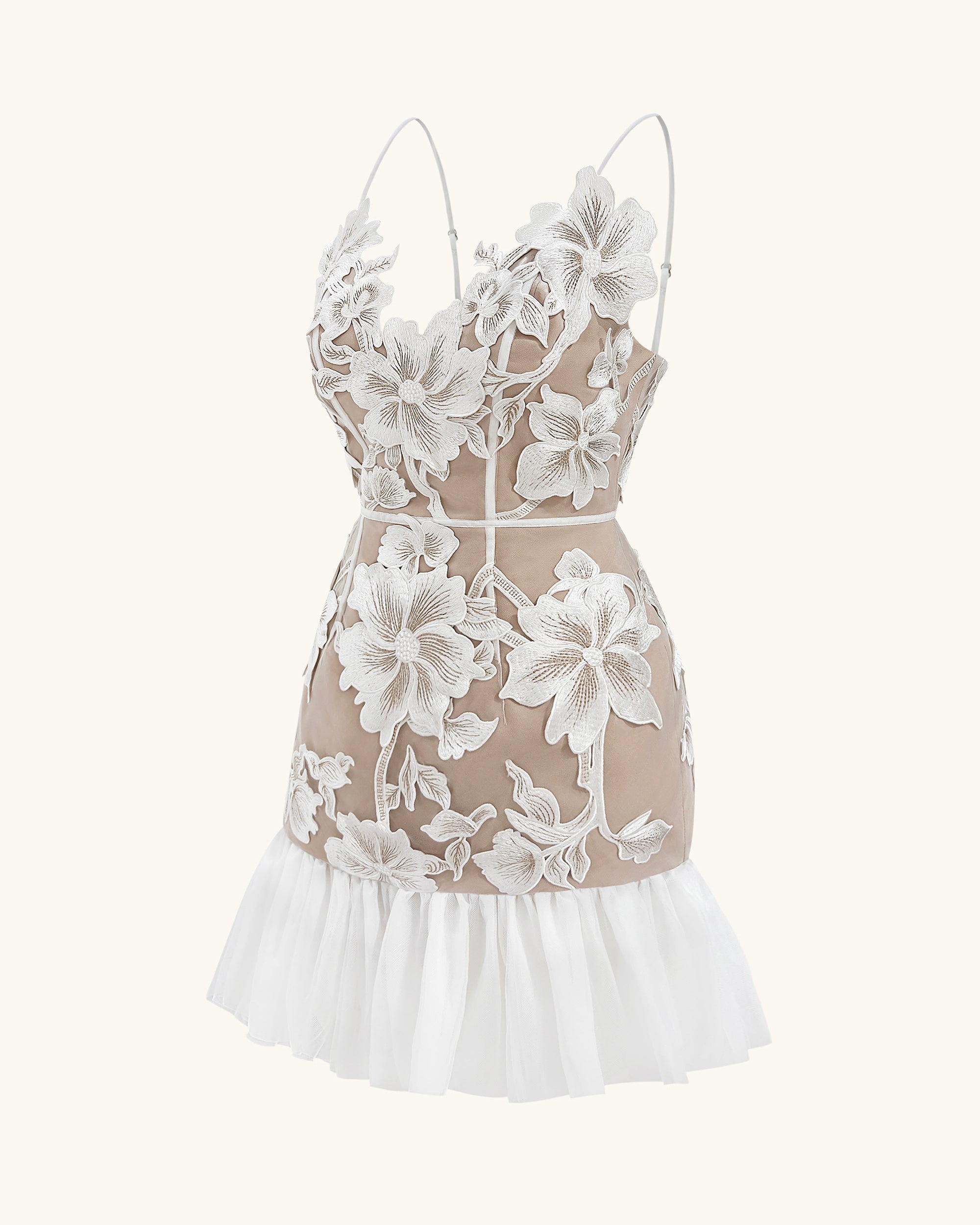 Floral Sling Mini Dress - White