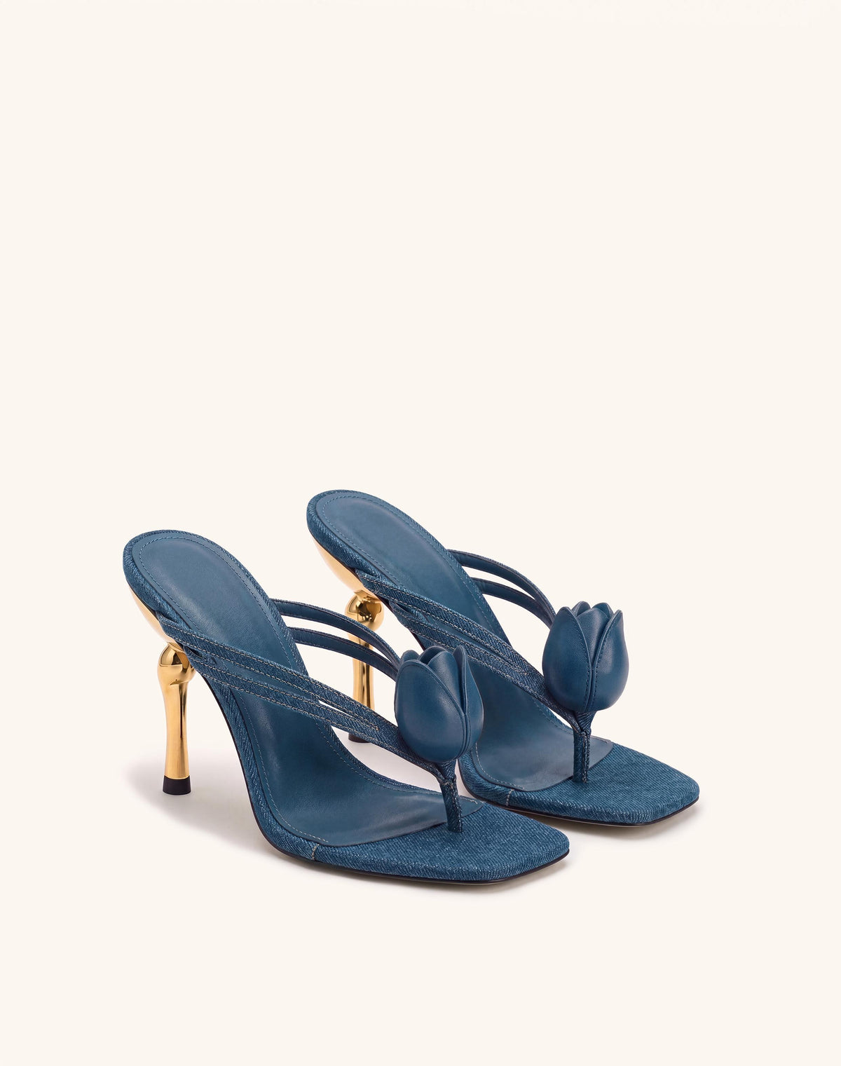 Amara 3D Tulip Heeled Sandals - Denim Blue