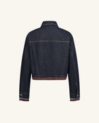 The Preppy Checkered Hem Frayed Jacket - Raw Denim
