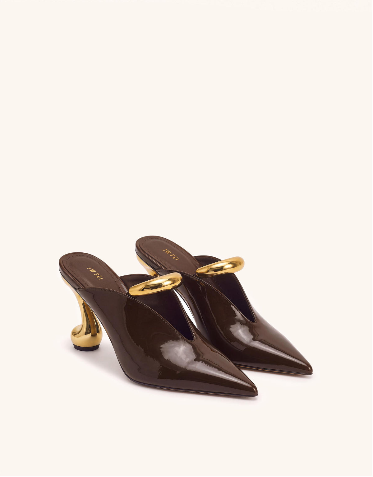 Helena Pierced Pointed-Toe Mules - Brown