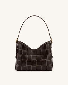 Nadine Dachshund Woven Hobo Bag - Dark Brown