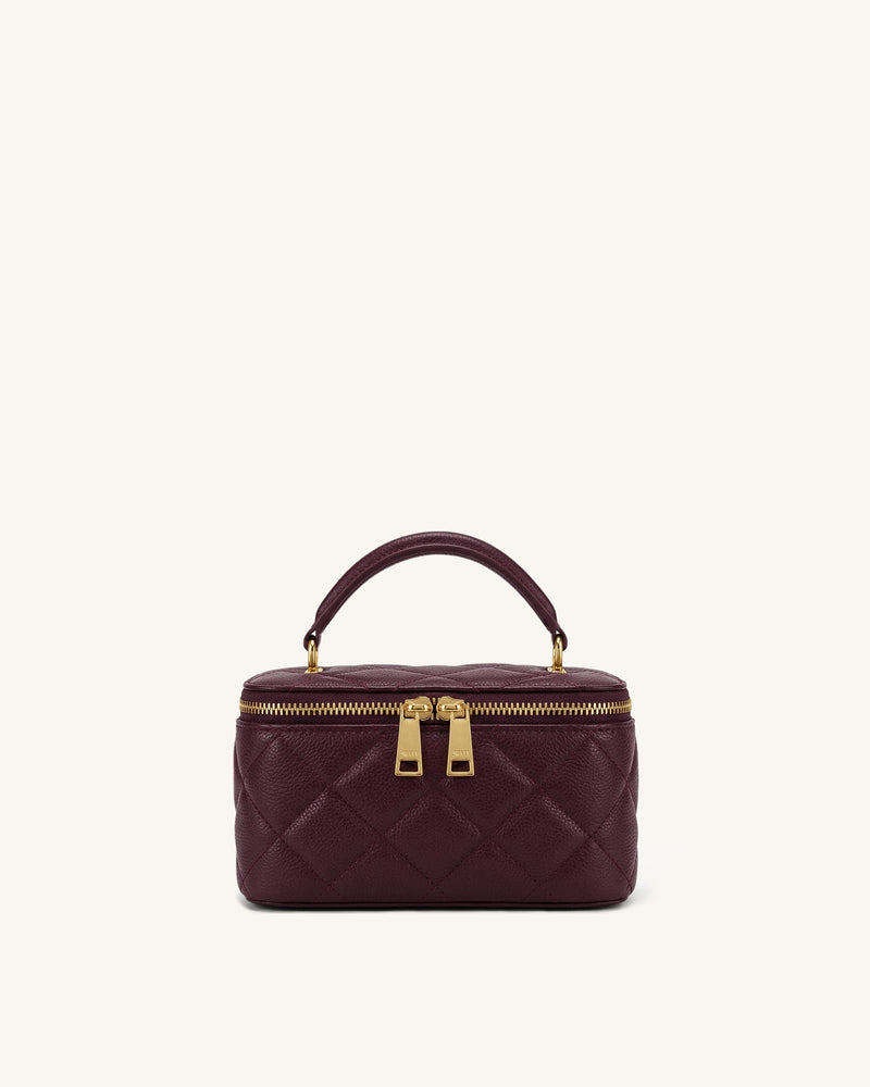 Virella Quilted Vanity Top Handle Bag - Dark Red