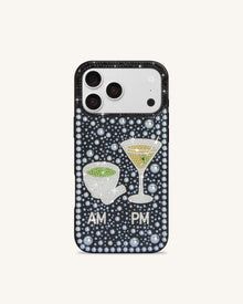 Pearl Martini Embellished Phone Case - Black