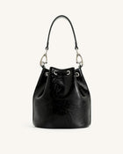 Yulia Crushed Bucket Bag - Black
