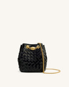 Yara Hand-Woven Bucket Bag - Black