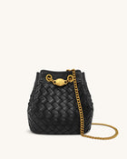 Yara Hand-Woven Bucket Bag - Black
