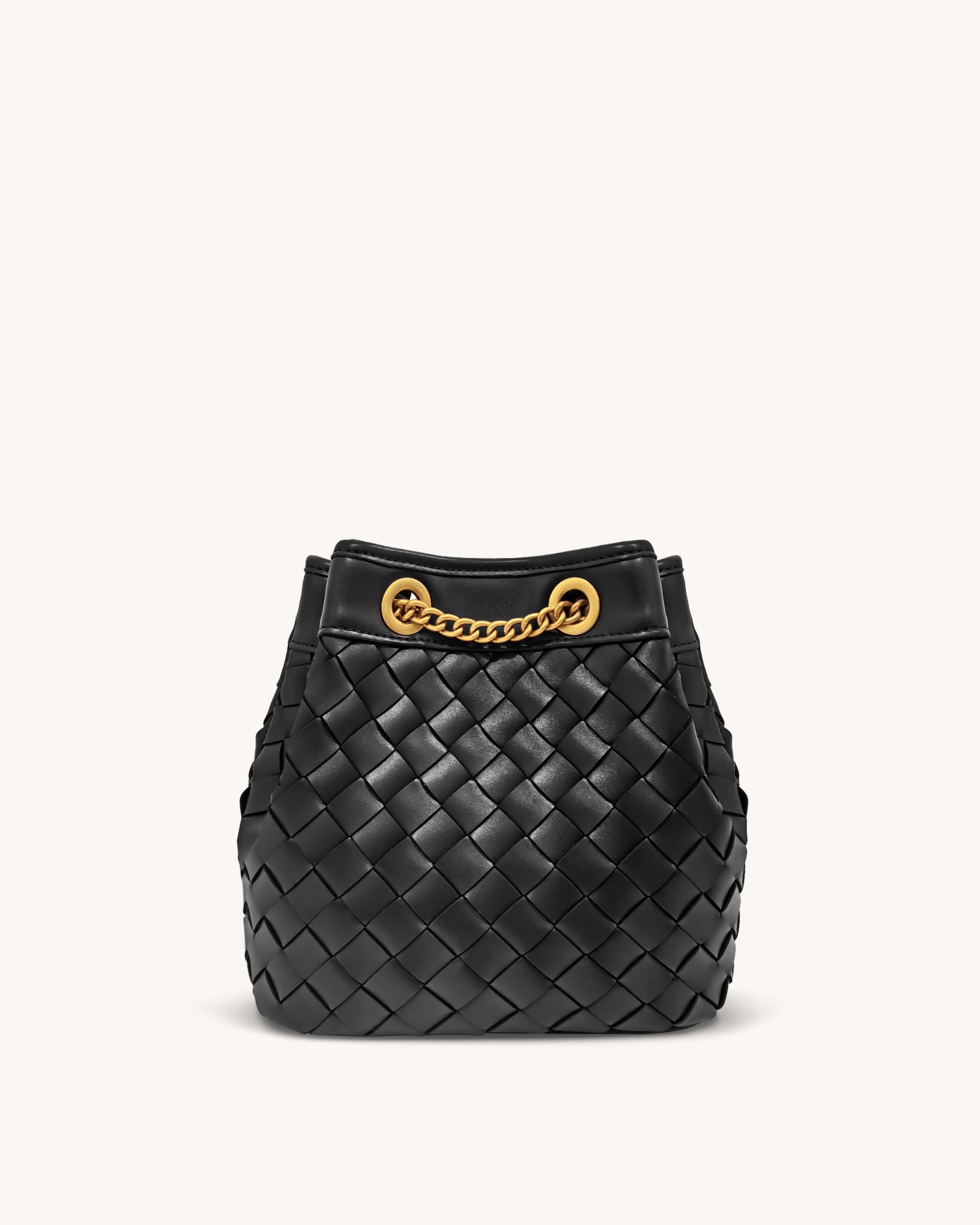 Yara Hand-Woven Bucket Bag - Black