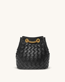 Yara Hand-Woven Bucket Bag - Black