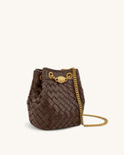 Yara Hand-Woven Bucket Bag - Dark Brown