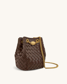 Yara Hand-Woven Bucket Bag - Dark Brown