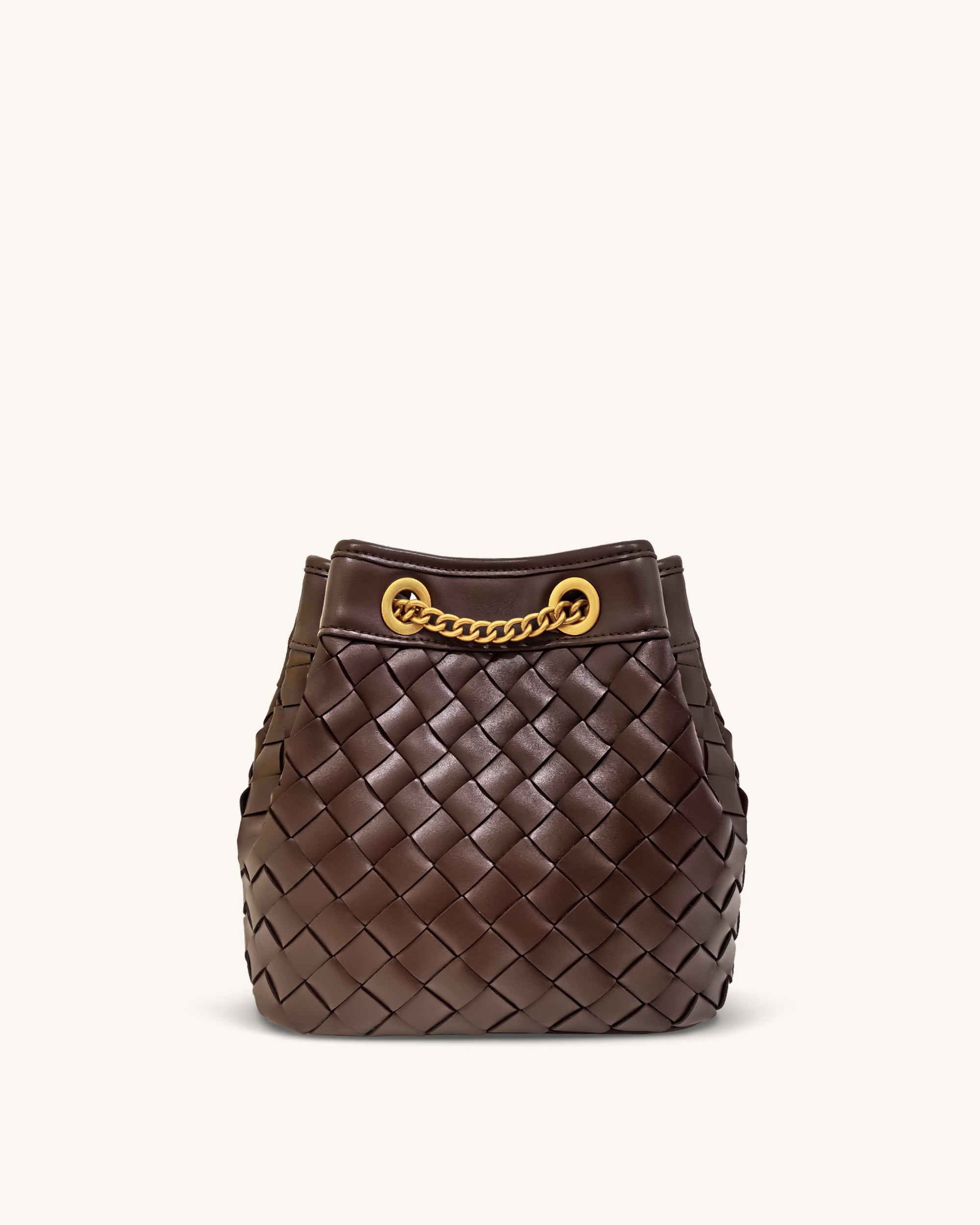 Yara Hand-Woven Bucket Bag - Dark Brown