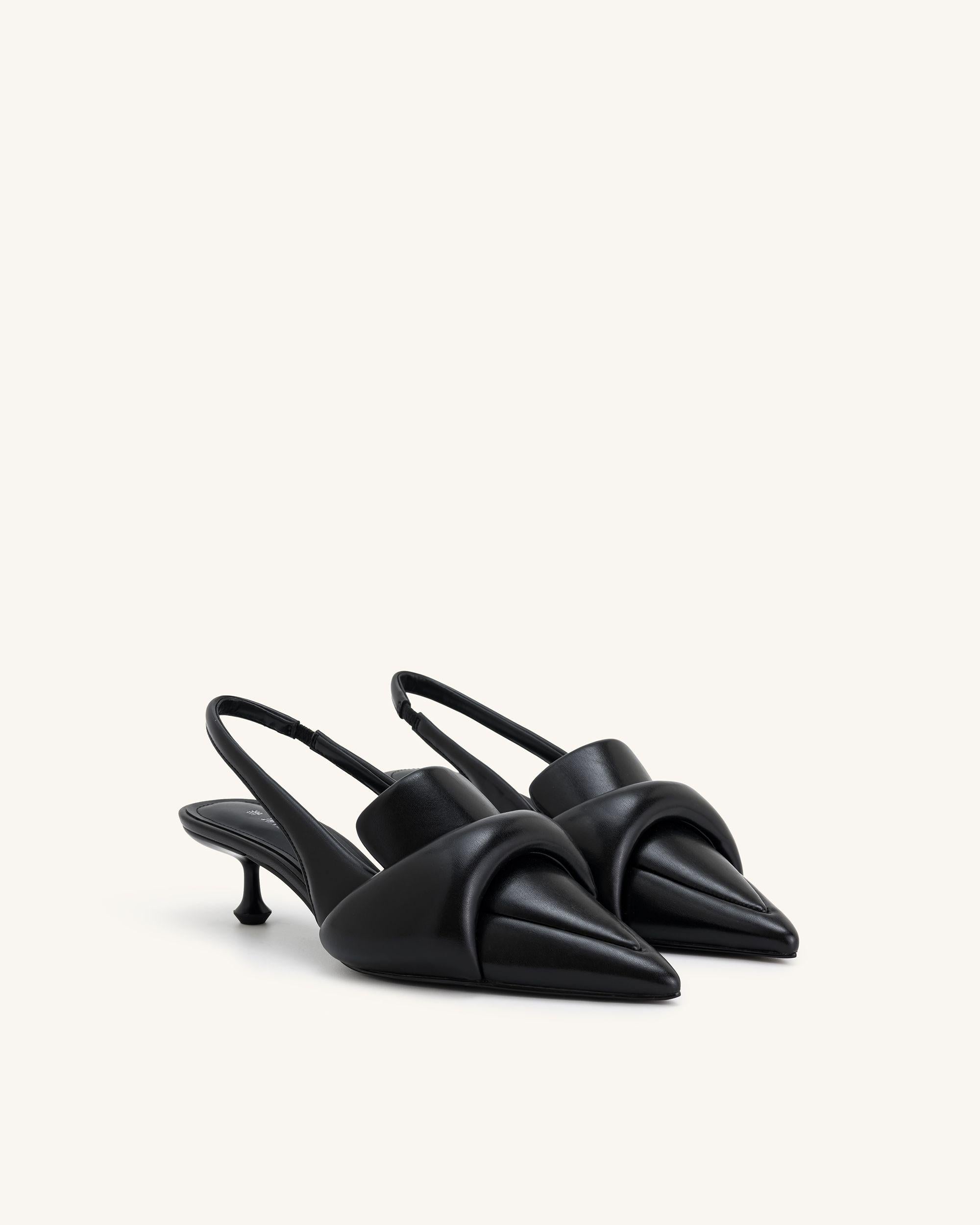 Carla Soft Padded Kitten Heel Pumps - Black - JW PEI