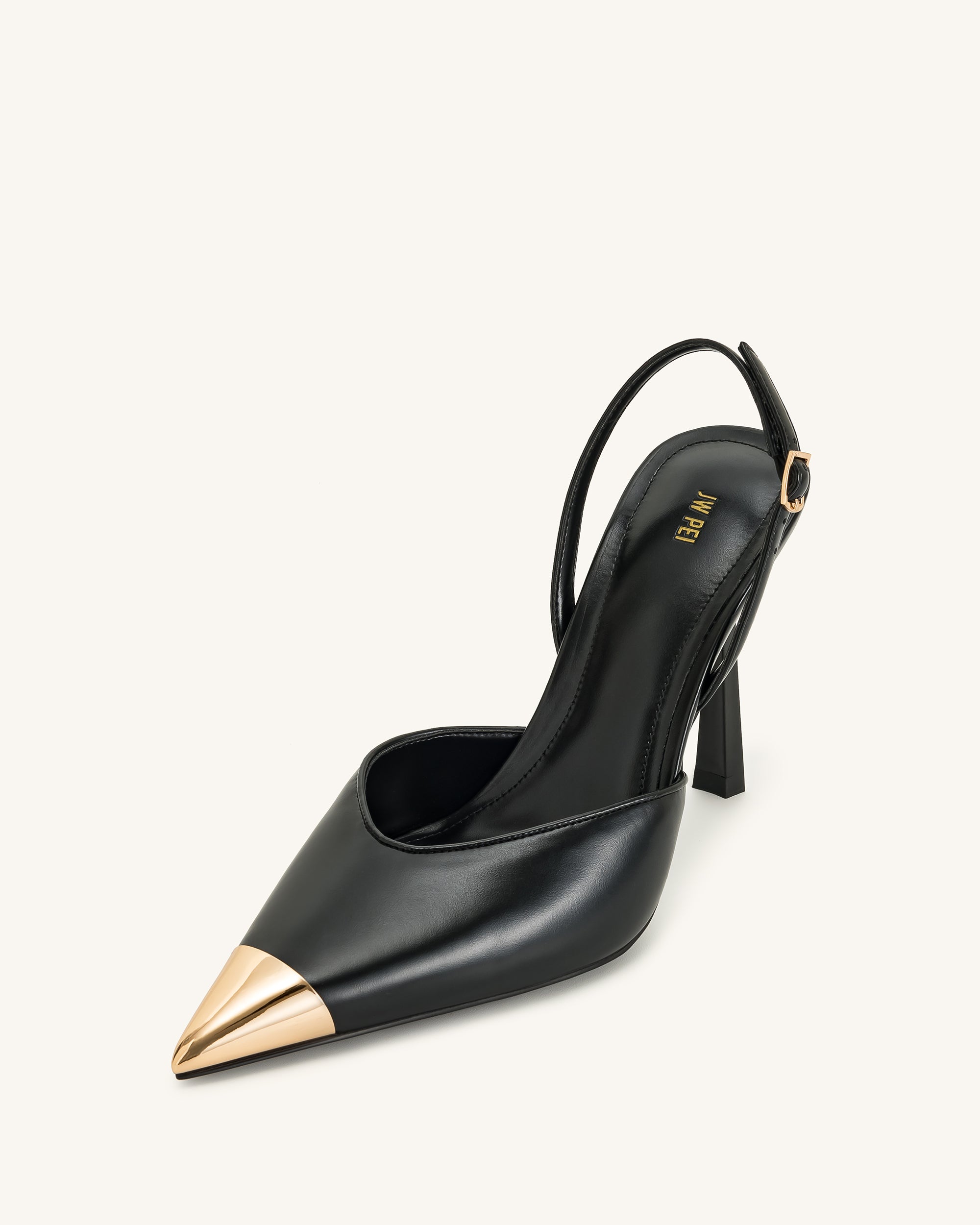 Savannah Gold Tipped Slingback Pumps - Black | JW PEI