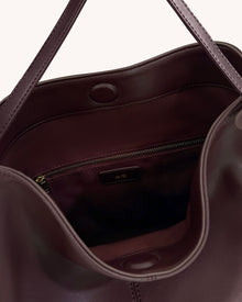 Nina Metal Charm Hobo Bag - Burgundy