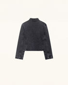 Hussar Braided Stand Collar Denim Jacket - Washed Charcoal