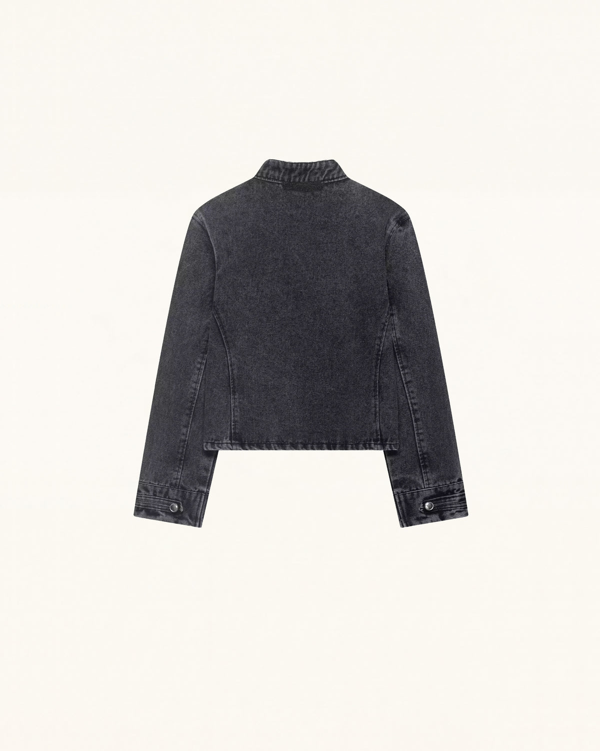 Hussar Braided Stand Collar Denim Jacket - Washed Charcoal