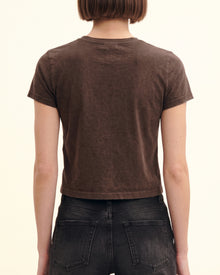 Mirage 3D Sequin Flower Tee - Earthy Brown